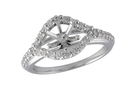 14K White Gold Diamond Semi-Mount Ring