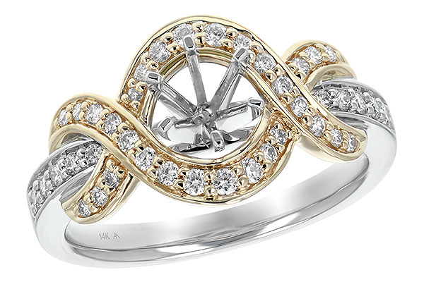 14K Two-Tone Diamond Semi-Mount Ring