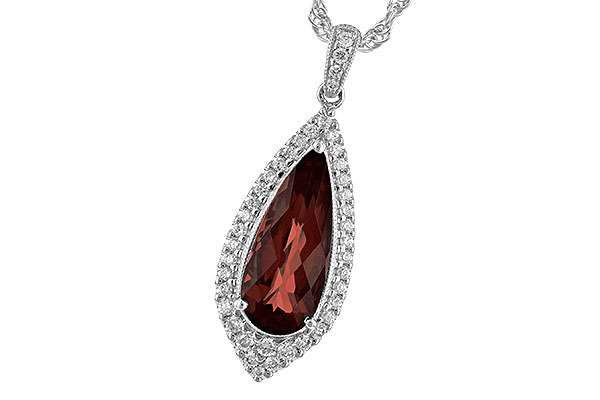 14K White Gold Garnet Necklace