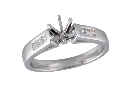 14K White Gold Diamond Semi-Mount Ring