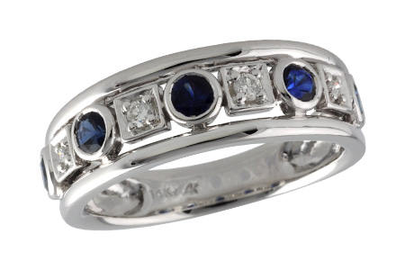 14K White Gold Sapphire Anniversary Band
