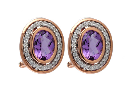 14K Two-Tone Amethyst Earrings