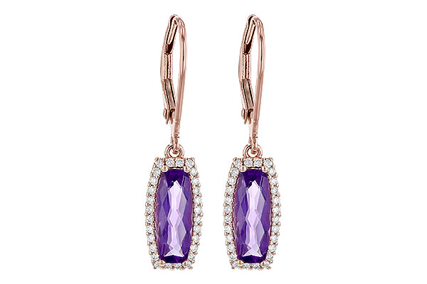 14K Rose Gold Amethyst Earrings