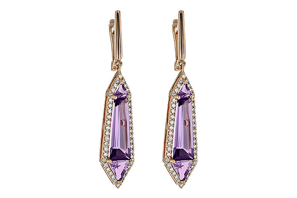 14K Rose Gold Amethyst Earrings