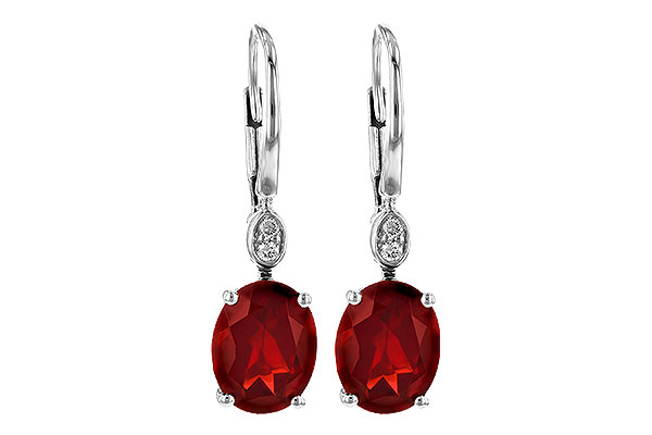14K White Gold Garnet Earrings