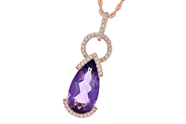 14K Rose Gold Amethyst Necklace