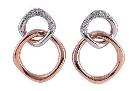 14K Two-Tone Diamond Earrings