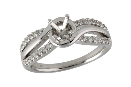 14K White Gold Diamond Semi-Mount Ring