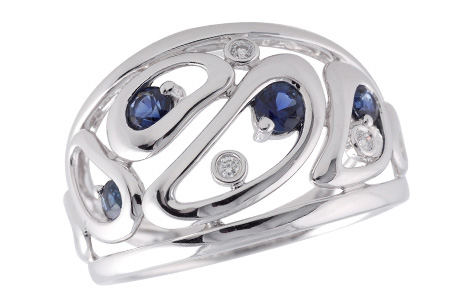 14K White Gold Sapphire Anniversary Band