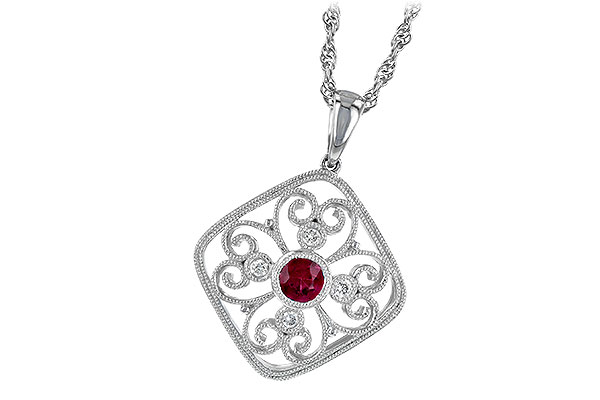 14K White Gold Ruby Necklace