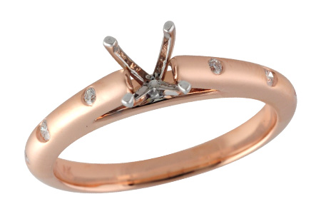 14K Rose Gold Diamond Semi-Mount Ring