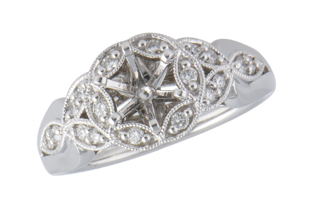 14K White Gold Diamond Semi-Mount Ring