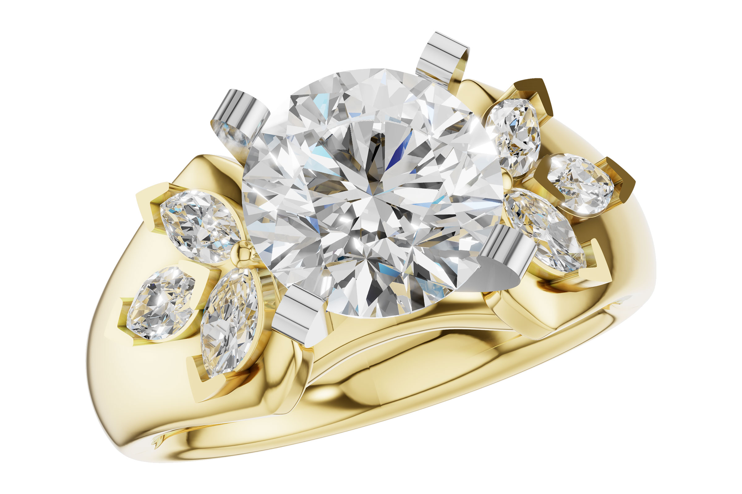 14K Yellow Gold Diamond Semi-Mount Ring