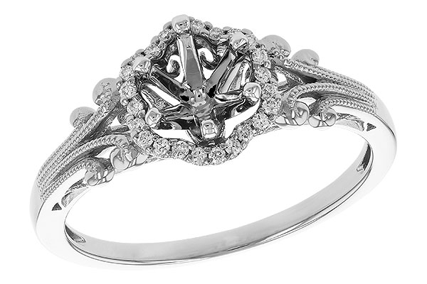14K White Gold Diamond Semi-Mount Ring