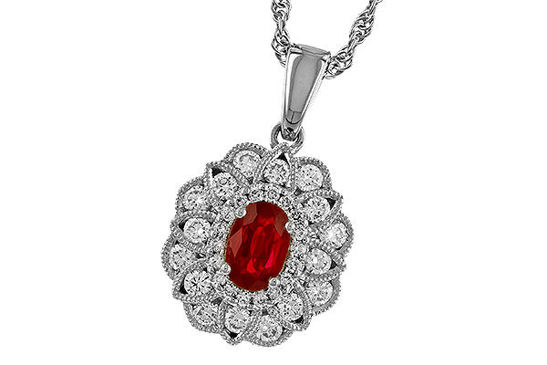 14K White Gold Ruby Necklace