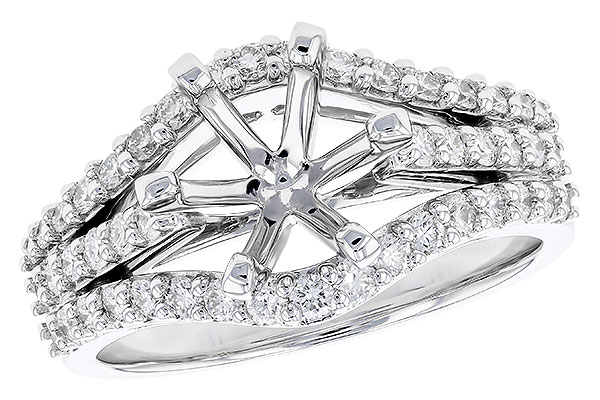 14K White Gold Diamond Semi-Mount Ring