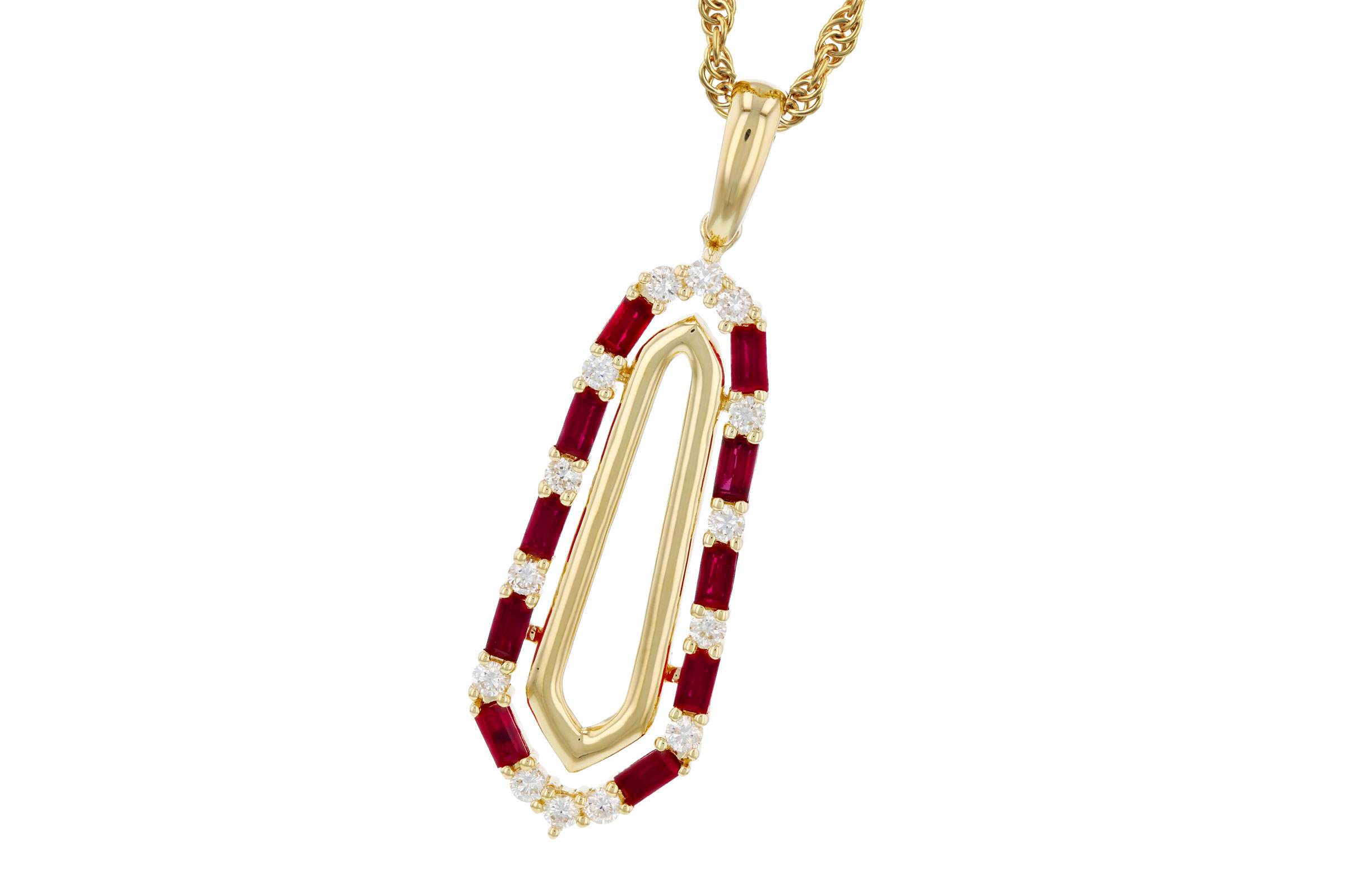 14K Yellow Gold Ruby Necklace