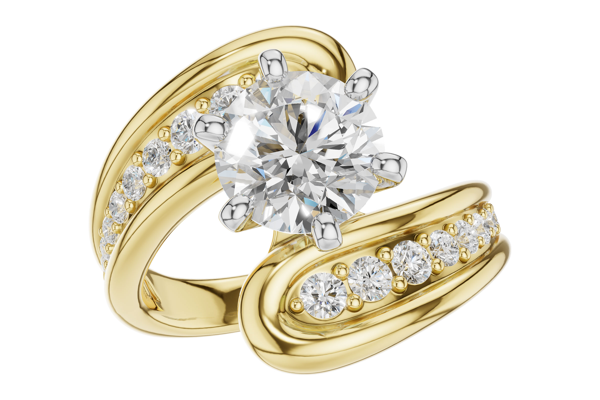 14K Yellow Gold Diamond Semi-Mount Ring