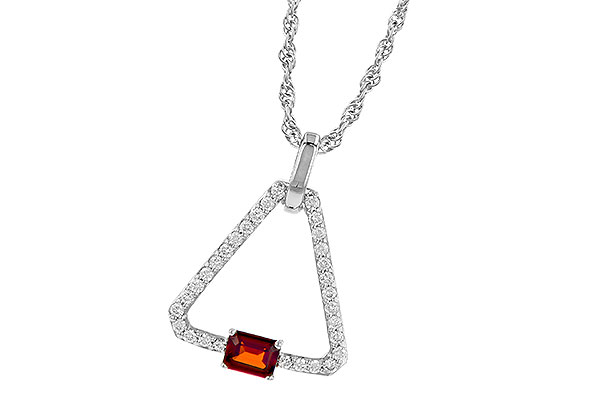 14K White Gold Garnet Necklace