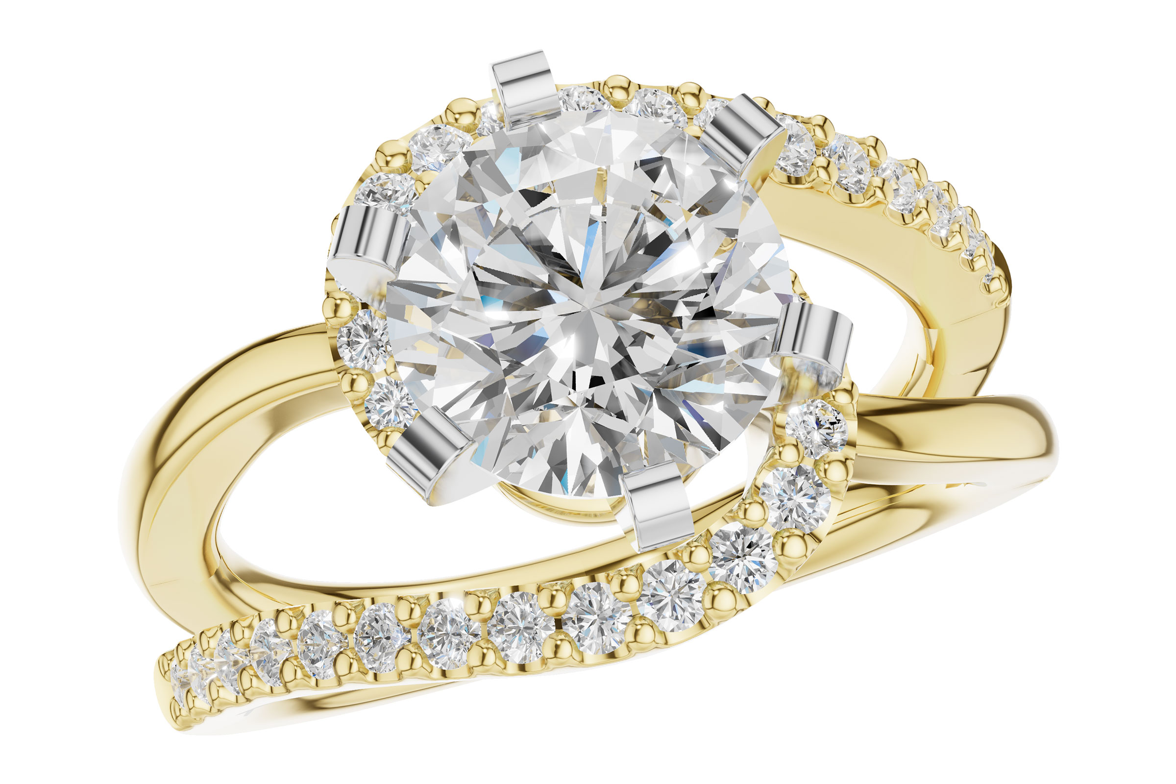 14K Yellow Gold Diamond Semi-Mount Ring
