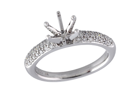 14K White Gold Diamond Semi-Mount Ring