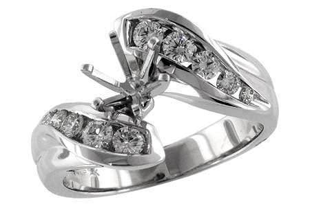 14K White Gold Diamond Semi-Mount Ring