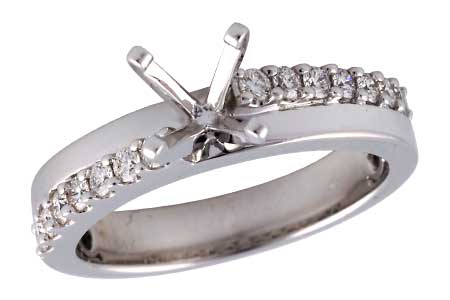 14K White Gold Diamond Semi-Mount Ring
