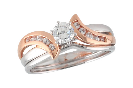 14K Two-Tone Diamond Wedding Set