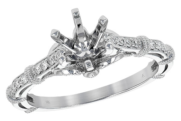 14K White Gold Diamond Semi-Mount Ring
