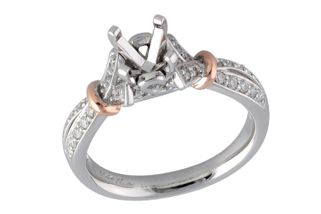 14K Two-Tone Diamond Semi-Mount Ring