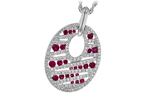 14K White Gold Ruby Necklace