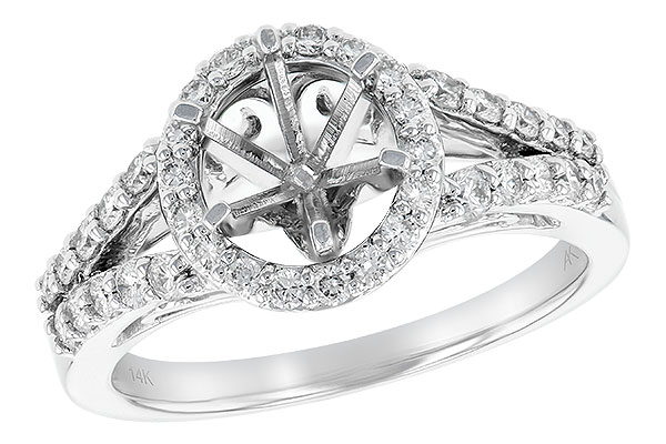 14K White Gold Diamond Semi-Mount Ring