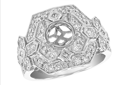 14K White Gold Diamond Semi-Mount Ring