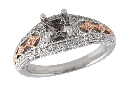 14K Two-Tone Diamond Semi-Mount Ring