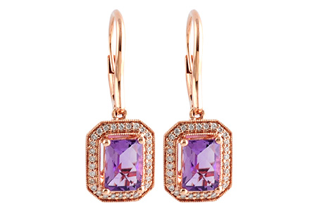 14K Rose Gold Amethyst Earrings