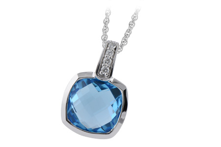 14K White Gold Topaz Necklace