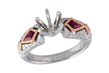 14K Two-Tone Ruby Semi-Mount Ring