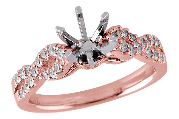 14K Rose Gold Diamond Semi-Mount Ring