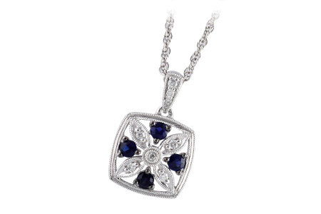 14K White Gold Sapphire Necklace