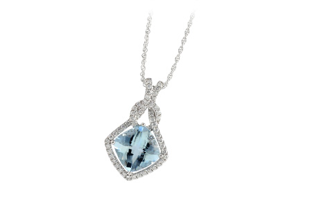 14K White Gold Aquamarine Necklace