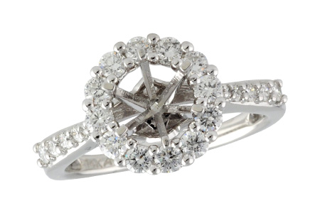 14K White Gold Diamond Semi-Mount Ring