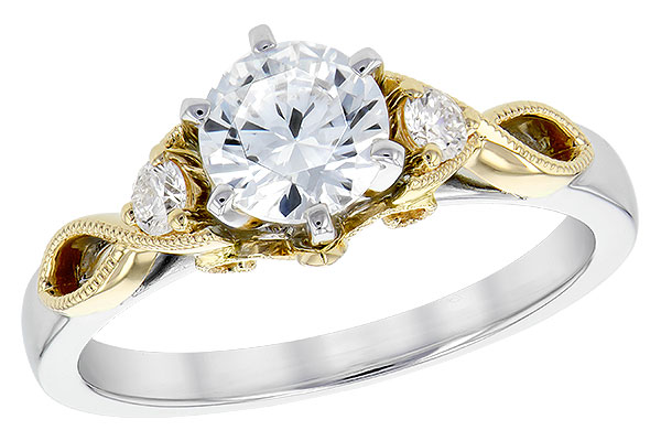 14K Two-Tone Diamond Semi-Mount Ring