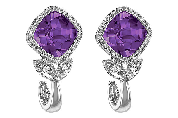 14K White Gold Amethyst Earrings