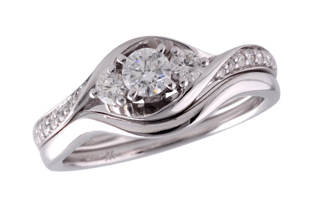 14K White Gold Diamond Wedding Set