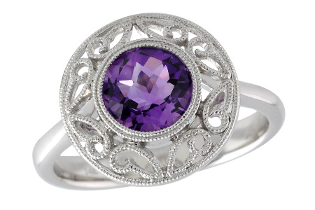 14K White Gold Amethyst Ring