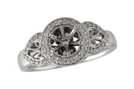 14K White Gold Diamond Semi-Mount Ring