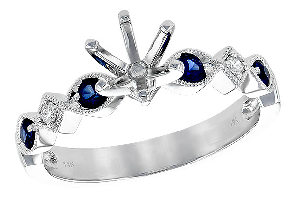 14K White Gold Sapphire Semi-Mount Ring