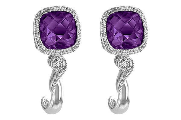 14K White Gold Amethyst Earrings
