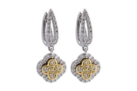 14K Two-Tone Diamond Earrings