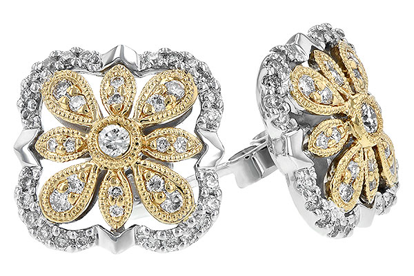 14K Two-Tone Diamond Earrings